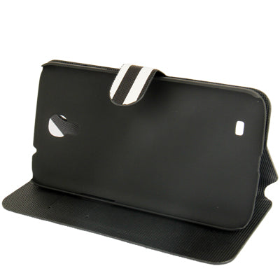 2-color Stripe Leather Case with Holder & Credit Card Slots for Galaxy Mega 6.3 / i9200