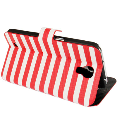 2-color Stripe Leather Case with Holder & Credit Card Slots for Galaxy Mega 6.3 / i9200