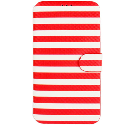 2-color Stripe Leather Case with Holder & Credit Card Slots for Galaxy Mega 6.3 / i9200