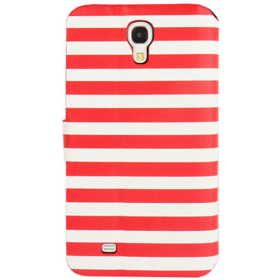 2-color Stripe Leather Case with Holder & Credit Card Slots for Galaxy Mega 6.3 / i9200