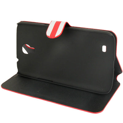 2-color Stripe Leather Case with Holder & Credit Card Slots for Galaxy Mega 6.3 / i9200