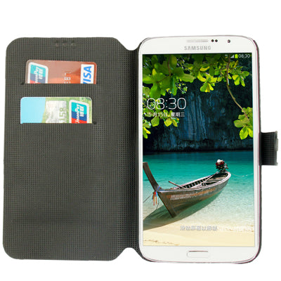2-color Stripe Leather Case with Holder & Credit Card Slots for Galaxy Mega 6.3 / i9200