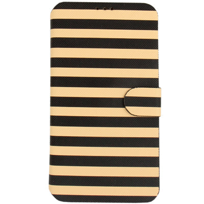 2-color Stripe Leather Case with Holder & Credit Card Slots for Galaxy Mega 6.3 / i9200