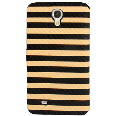 2-color Stripe Leather Case with Holder & Credit Card Slots for Galaxy Mega 6.3 / i9200