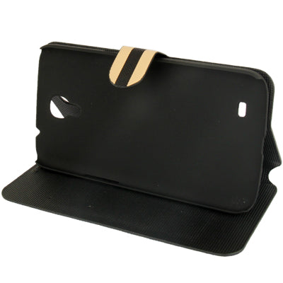 2-color Stripe Leather Case with Holder & Credit Card Slots for Galaxy Mega 6.3 / i9200