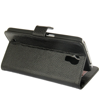 Litchi Texture Genuine Leather Case with Holder & Credit Card Slots for Galaxy Mega 6.3 / i9200