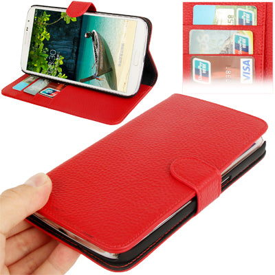 Litchi Texture Genuine Leather Case with Holder & Credit Card Slots for Galaxy Mega 6.3 / i9200
