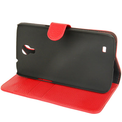 Litchi Texture Genuine Leather Case with Holder & Credit Card Slots for Galaxy Mega 6.3 / i9200