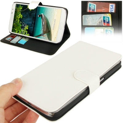 Litchi Texture Genuine Leather Case with Holder & Credit Card Slots for Galaxy Mega 6.3 / i9200