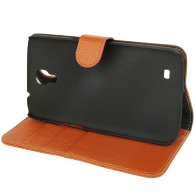 Litchi Texture Genuine Leather Case with Holder & Credit Card Slots for Galaxy Mega 6.3 / i9200