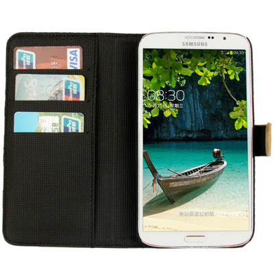 Scrub Leather Case with Holder & Credit Card Slots for Galaxy Mega 6.3 / i9200