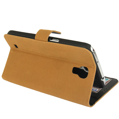 Scrub Leather Case with Holder & Credit Card Slots for Galaxy Mega 6.3 / i9200