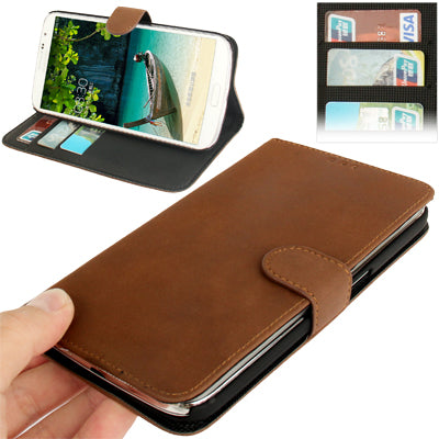 Scrub Leather Case with Holder & Credit Card Slots for Galaxy Mega 6.3 / i9200