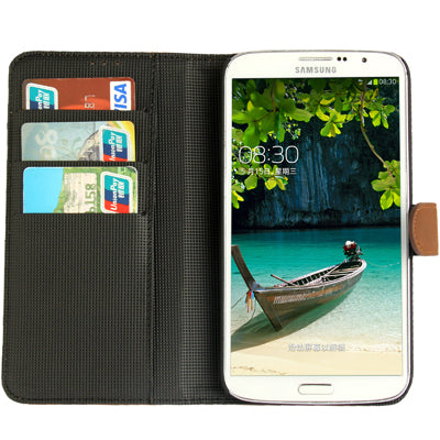 Scrub Leather Case with Holder & Credit Card Slots for Galaxy Mega 6.3 / i9200