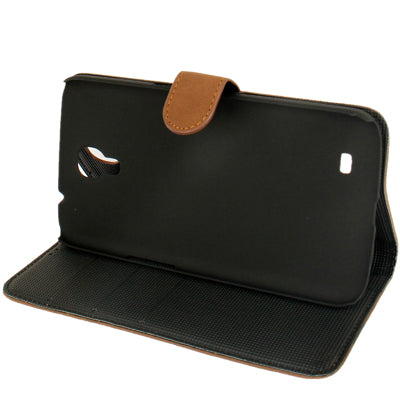Scrub Leather Case with Holder & Credit Card Slots for Galaxy Mega 6.3 / i9200