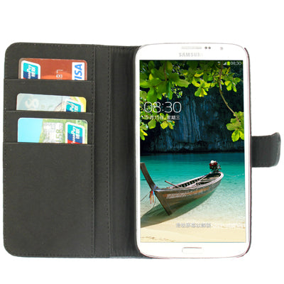 Crazy Horse Texture Leather Case with Holder & Credit Card Slots for Galaxy Mega 6.3 / i9200(Black)