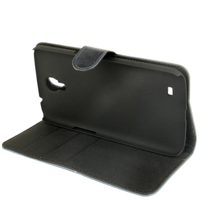 Crazy Horse Texture Leather Case with Holder & Credit Card Slots for Galaxy Mega 6.3 / i9200(Black)