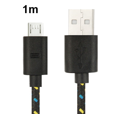 Nylon Netting Style Micro 5 Pin USB Data Transfer / Charge Cable for Galaxy S IV / i9500 / S III / i9300 / Note II / N7100 / Nokia / HTC / Blackberry / Sony, Length: 1m