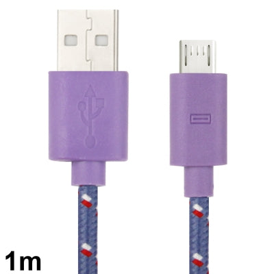 Nylon Netting Style Micro 5 Pin USB Data Transfer / Charge Cable for Galaxy S IV / i9500 / S III / i9300 / Note II / N7100 / Nokia / HTC / Blackberry / Sony, Length: 1m