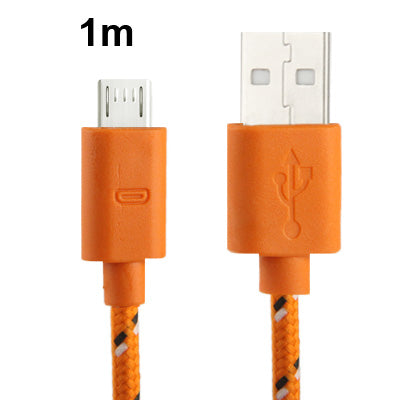 Nylon Netting Style Micro 5 Pin USB Data Transfer / Charge Cable for Galaxy S IV / i9500 / S III / i9300 / Note II / N7100 / Nokia / HTC / Blackberry / Sony, Length: 1m