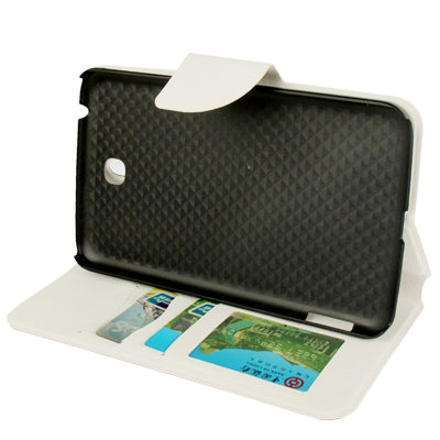 2-color Gravel Texture Leather Case with Holder  & Credit Card Slots for Galaxy Tab 3 (7.0) / P3200(White)