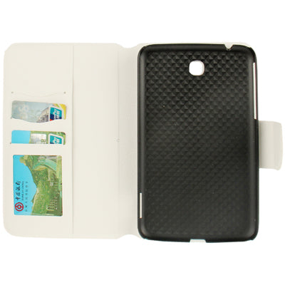 2-color Gravel Texture Leather Case with Holder  & Credit Card Slots for Galaxy Tab 3 (7.0) / P3200(White)