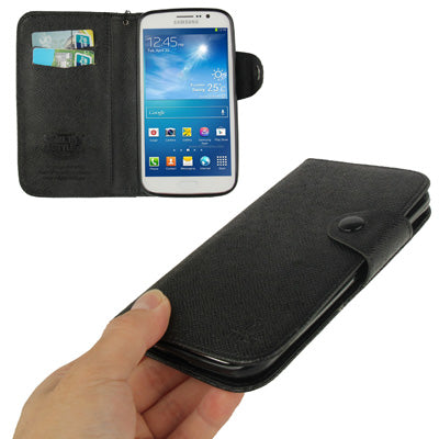 Cross Texture Leather Case with Credit Card Slots & Lanyard for Galaxy Mega 5.8 / i9150