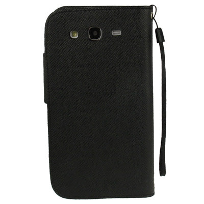 Cross Texture Leather Case with Credit Card Slots & Lanyard for Galaxy Mega 5.8 / i9150
