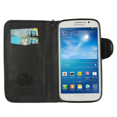 Cross Texture Leather Case with Credit Card Slots & Lanyard for Galaxy Mega 5.8 / i9150