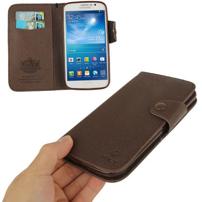 Cross Texture Leather Case with Credit Card Slots & Lanyard for Galaxy Mega 5.8 / i9150