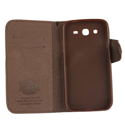 Cross Texture Leather Case with Credit Card Slots & Lanyard for Galaxy Mega 5.8 / i9150
