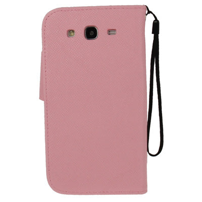 Cross Texture Leather Case with Credit Card Slots & Lanyard for Galaxy Mega 5.8 / i9150