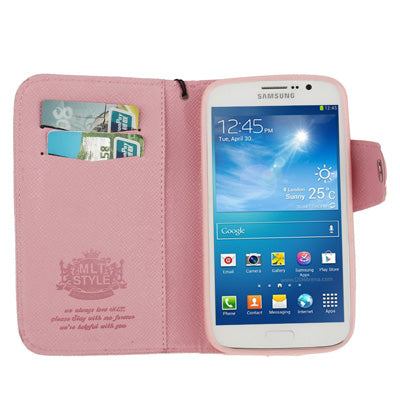 Cross Texture Leather Case with Credit Card Slots & Lanyard for Galaxy Mega 5.8 / i9150