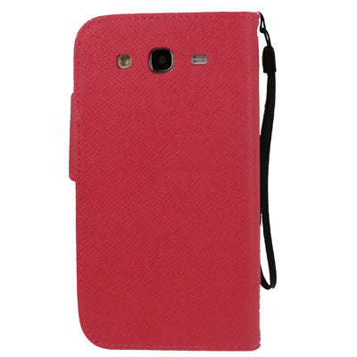 Cross Texture Leather Case with Credit Card Slots & Lanyard for Galaxy Mega 5.8 / i9150