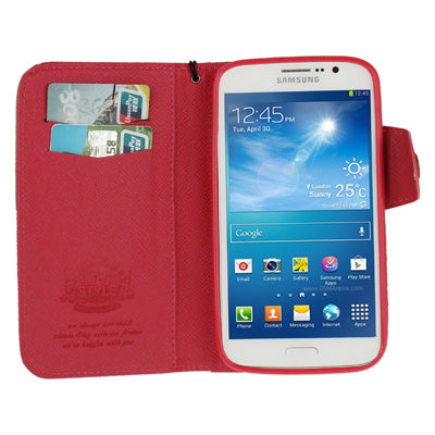 Cross Texture Leather Case with Credit Card Slots & Lanyard for Galaxy Mega 5.8 / i9150