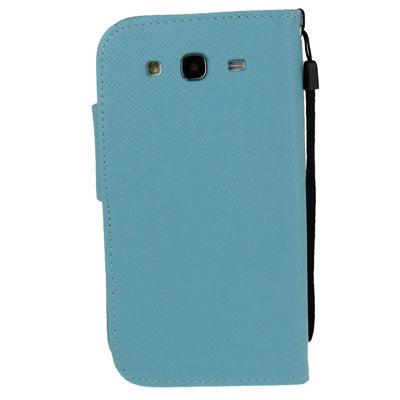 Cross Texture Leather Case with Credit Card Slots & Lanyard for Galaxy Mega 5.8 / i9150