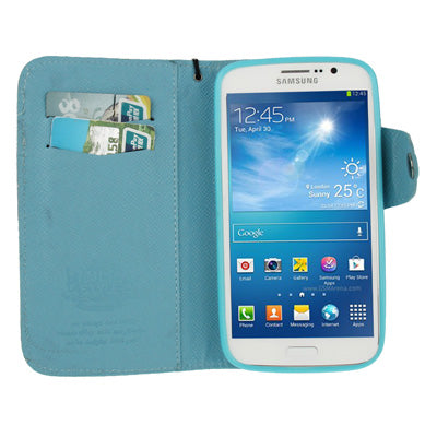 Cross Texture Leather Case with Credit Card Slots & Lanyard for Galaxy Mega 5.8 / i9150
