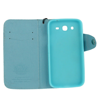 Cross Texture Leather Case with Credit Card Slots & Lanyard for Galaxy Mega 5.8 / i9150