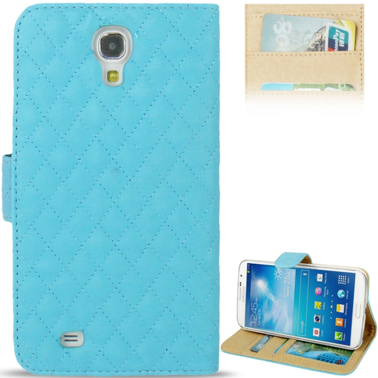 Plaid Texture Flip Soft Leather Case with Holder & Credit Card Slots for Galaxy Mega 6.3 / i9200
