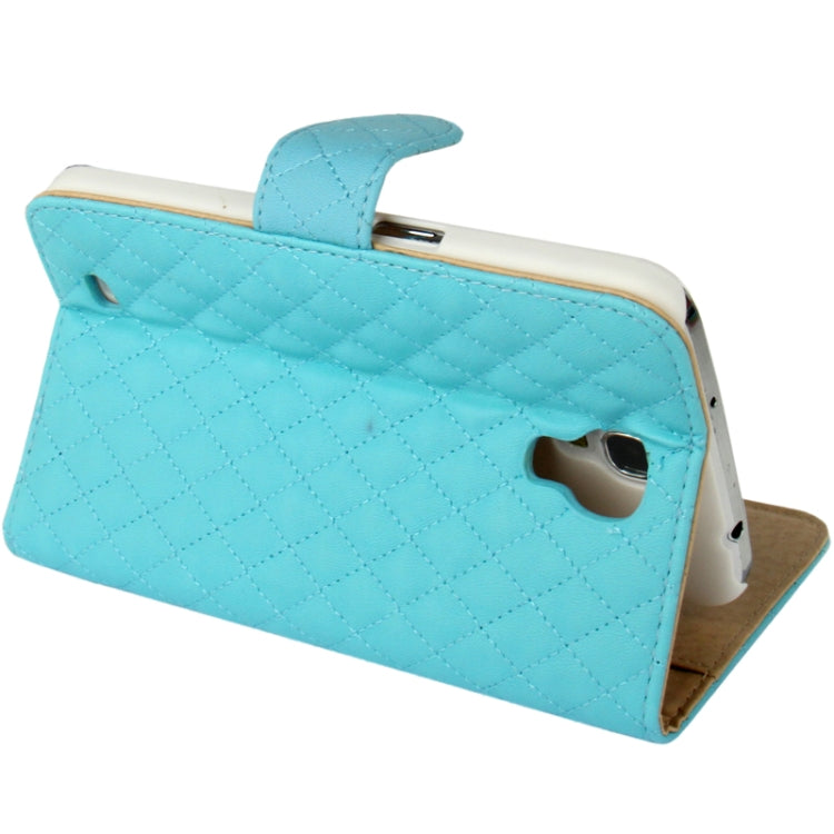 Plaid Texture Flip Soft Leather Case with Holder & Credit Card Slots for Galaxy Mega 6.3 / i9200