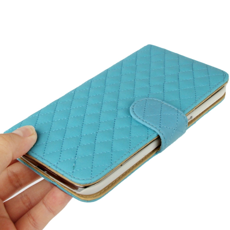 Plaid Texture Flip Soft Leather Case with Holder & Credit Card Slots for Galaxy Mega 6.3 / i9200
