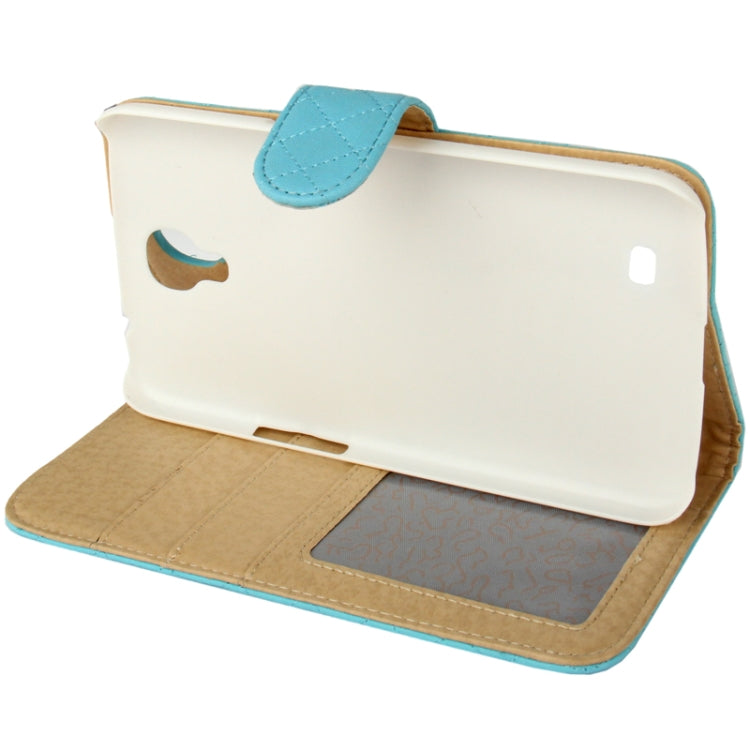 Plaid Texture Flip Soft Leather Case with Holder & Credit Card Slots for Galaxy Mega 6.3 / i9200