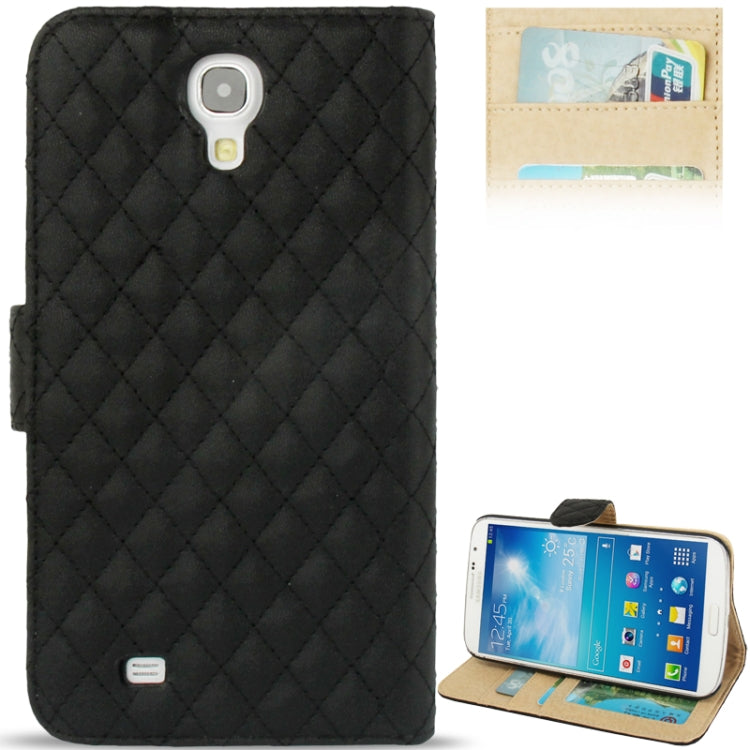 Plaid Texture Flip Soft Leather Case with Holder & Credit Card Slots for Galaxy Mega 6.3 / i9200