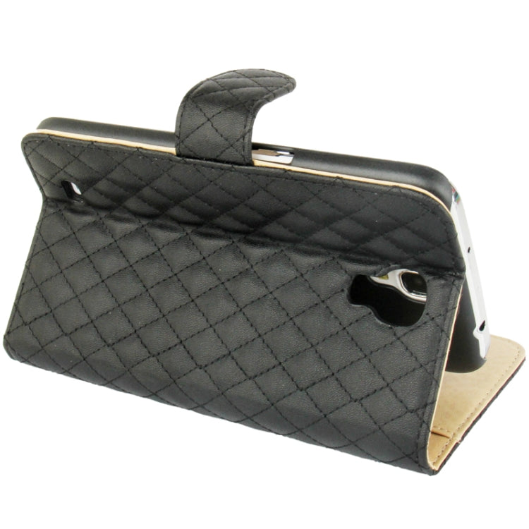 Plaid Texture Flip Soft Leather Case with Holder & Credit Card Slots for Galaxy Mega 6.3 / i9200