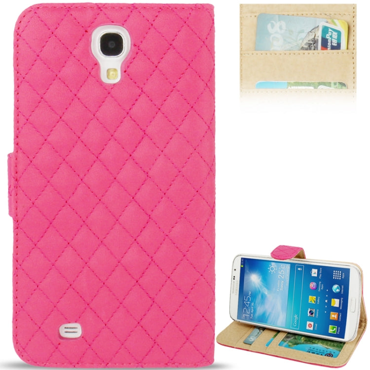 Plaid Texture Flip Soft Leather Case with Holder & Credit Card Slots for Galaxy Mega 6.3 / i9200