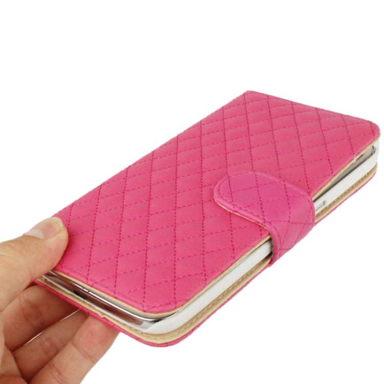 Plaid Texture Flip Soft Leather Case with Holder & Credit Card Slots for Galaxy Mega 6.3 / i9200