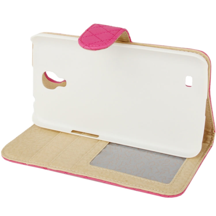 Plaid Texture Flip Soft Leather Case with Holder & Credit Card Slots for Galaxy Mega 6.3 / i9200