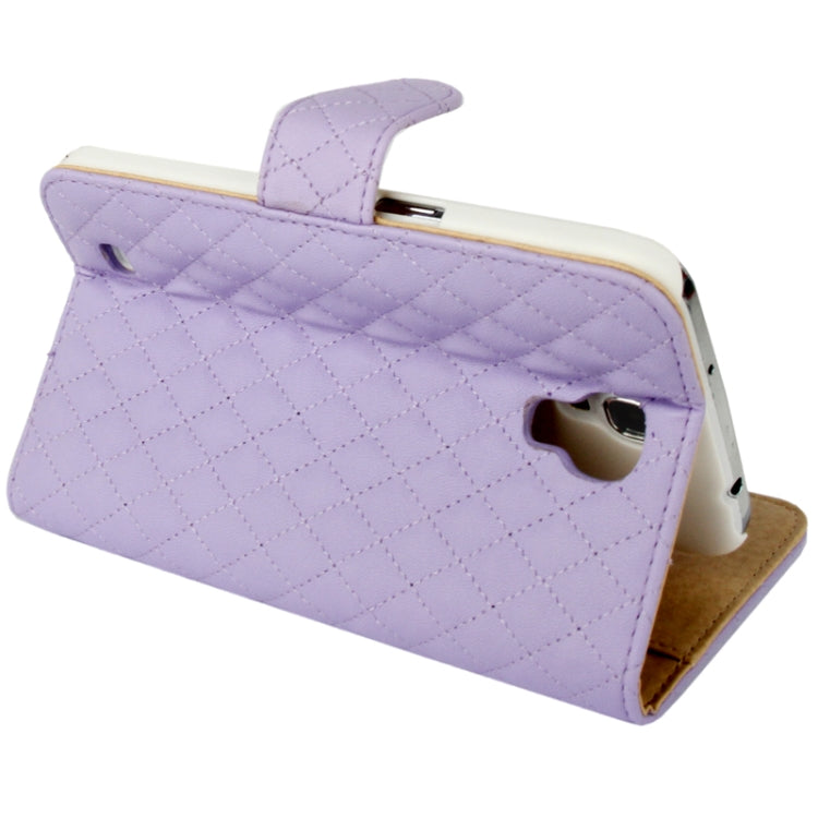 Plaid Texture Flip Soft Leather Case with Holder & Credit Card Slots for Galaxy Mega 6.3 / i9200