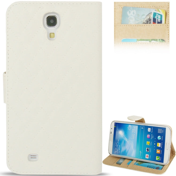 Plaid Texture Flip Soft Leather Case with Holder & Credit Card Slots for Galaxy Mega 6.3 / i9200