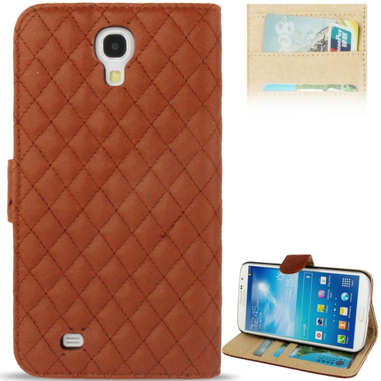 Plaid Texture Flip Soft Leather Case with Holder & Credit Card Slots for Galaxy Mega 6.3 / i9200